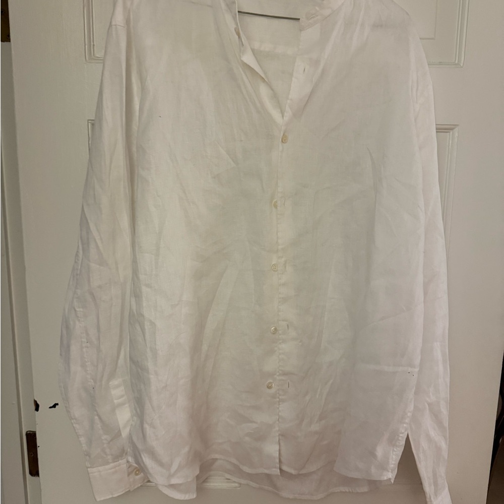 Theory White Casual Button Down Shirt